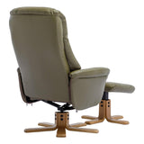 The Hawaii - Swivel Recliner Chair & Matching Footstool in Olive Green Leather