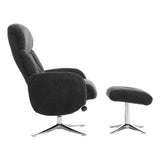 The Lucia Swivel Recliner Chair & Footstool in Black Fabric - thumbnail 4