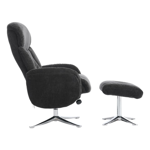 The Lucia Swivel Recliner Chair & Footstool in Black Fabric - image 4