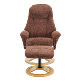 Aruba Swivel Recliner Chair in Copperblush Brown Fabric with Matching Footstool - thumbnail 9