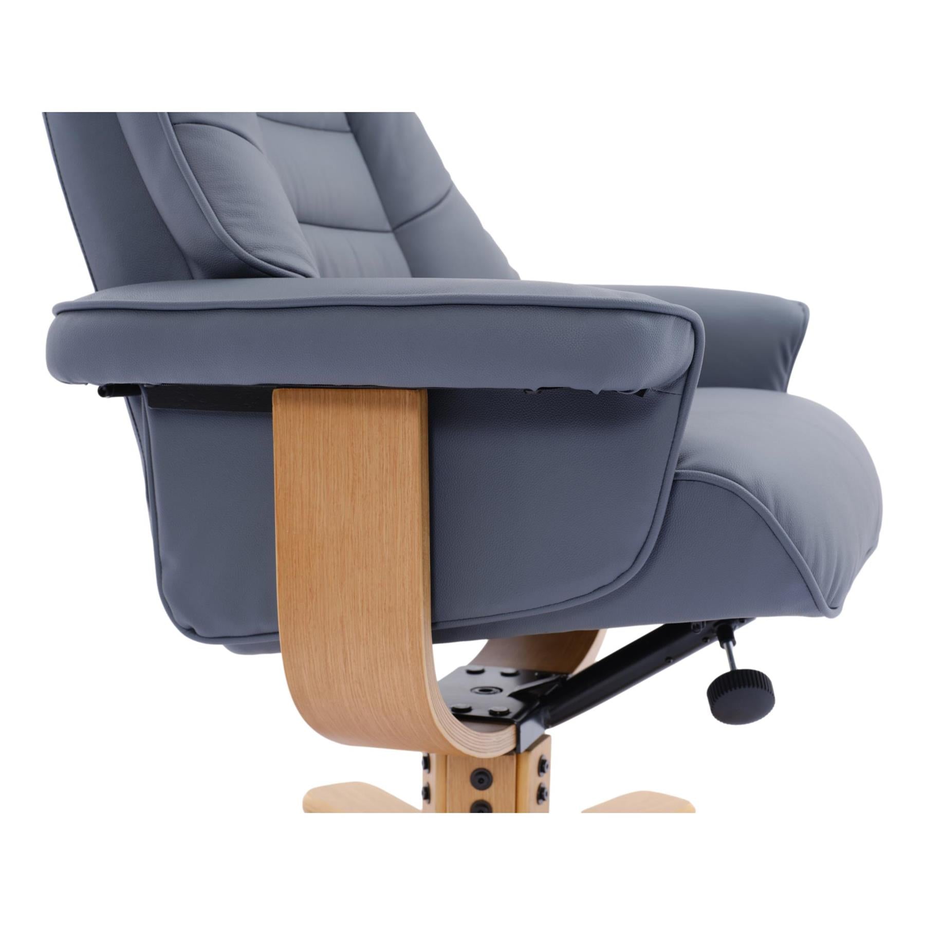 The Sardinia - Swivel Recliner Chair & Footstool in Petrol Blue Genuine Leather
