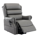 The Carlton Genuine Leather Riser Recliner in Grey - Dual Motor Mobility Chair