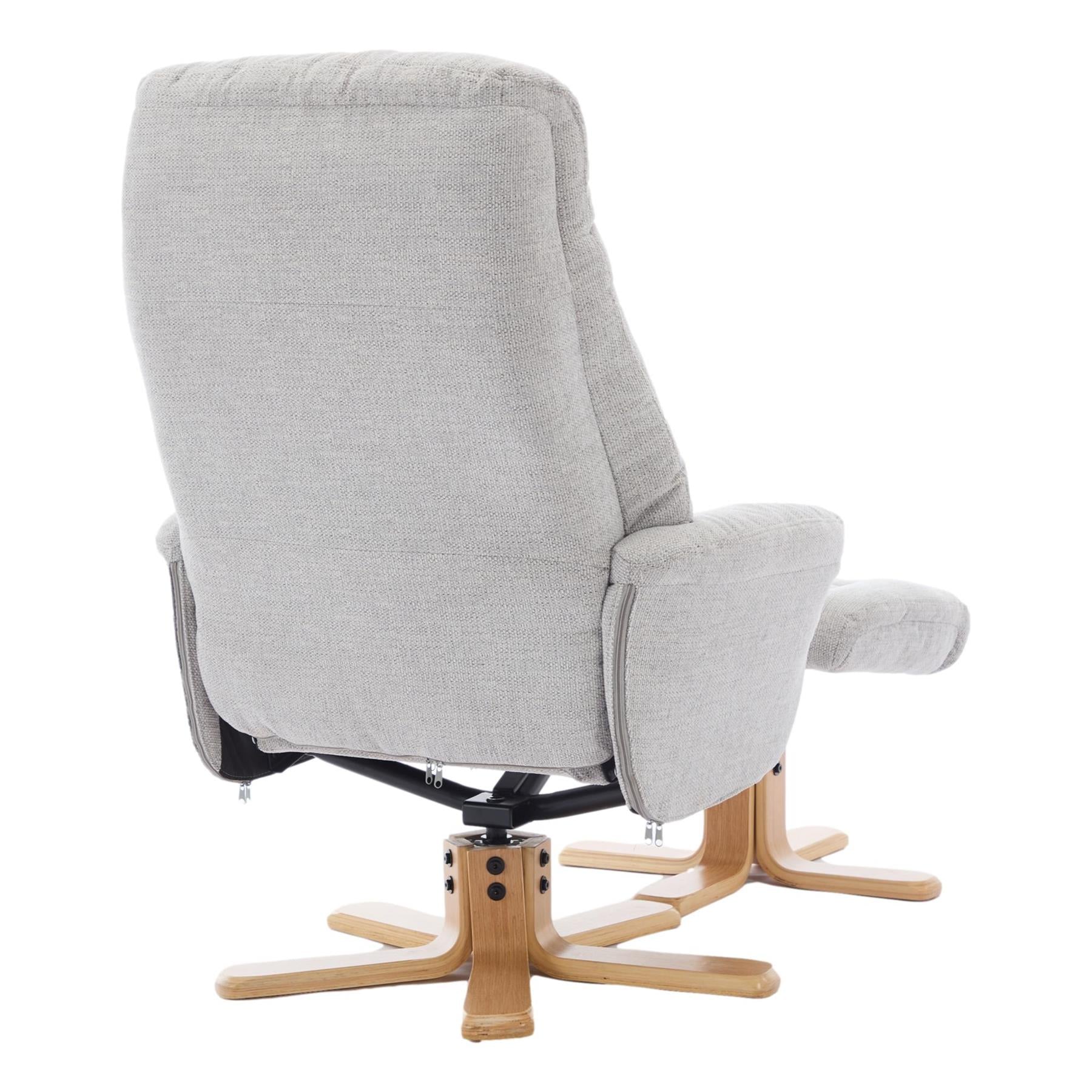 The Paris Swivel Recliner Chair & Footstool in Lille Cloud Fabric - Refurbished
