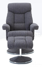 Biarritz Soft Fabric Swivel Recliner Chair & Matching Footstool In Lisbon Grey GFA - thumbnail 2