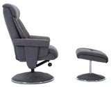 Biarritz Soft Fabric Swivel Recliner Chair & Matching Footstool In Lisbon Grey GFA - thumbnail 3