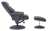 Biarritz Soft Fabric Swivel Recliner Chair & Matching Footstool In Lisbon Grey GFA - thumbnail 4