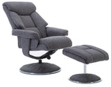 Biarritz Soft Fabric Swivel Recliner Chair & Matching Footstool In Lisbon Grey GFA - thumbnail 5