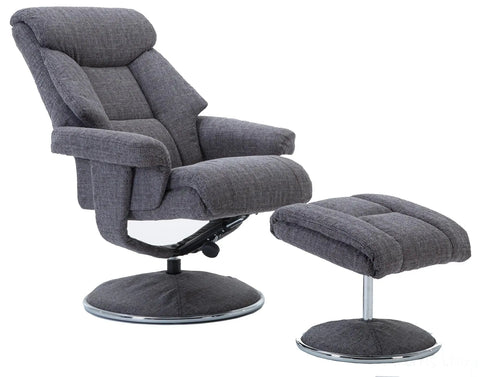 Biarritz Soft Fabric Swivel Recliner Chair & Matching Footstool In Lisbon Grey GFA - image 5