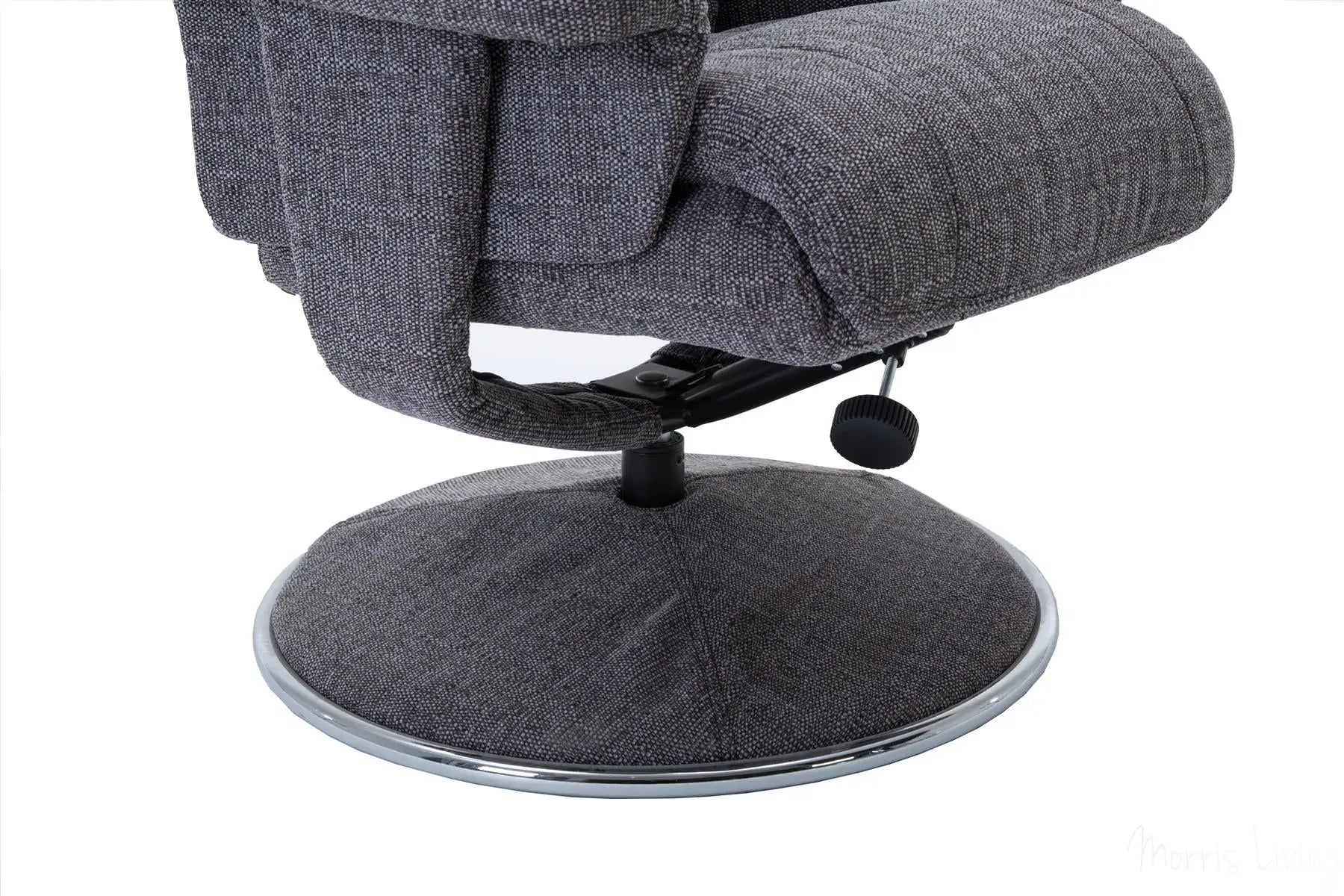 Biarritz Soft Fabric Swivel Recliner Chair & Matching Footstool In Lisbon Grey GFA