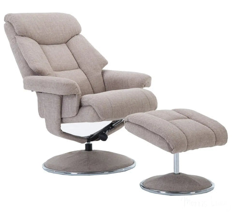 Biarritz Soft Fabric Swivel Recliner Chair & Matching Footstool In Lisbon Wheat GFA - image 2