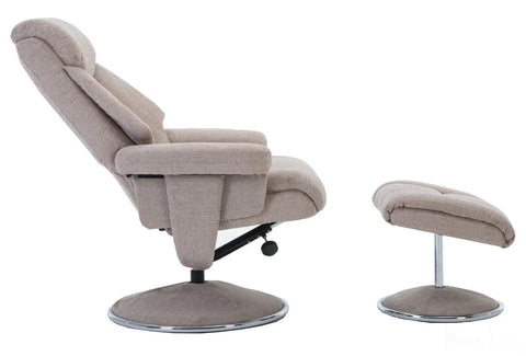 Biarritz Soft Fabric Swivel Recliner Chair & Matching Footstool In Lisbon Wheat GFA - image 3