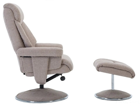 Biarritz Soft Fabric Swivel Recliner Chair & Matching Footstool In Lisbon Wheat GFA - image 4