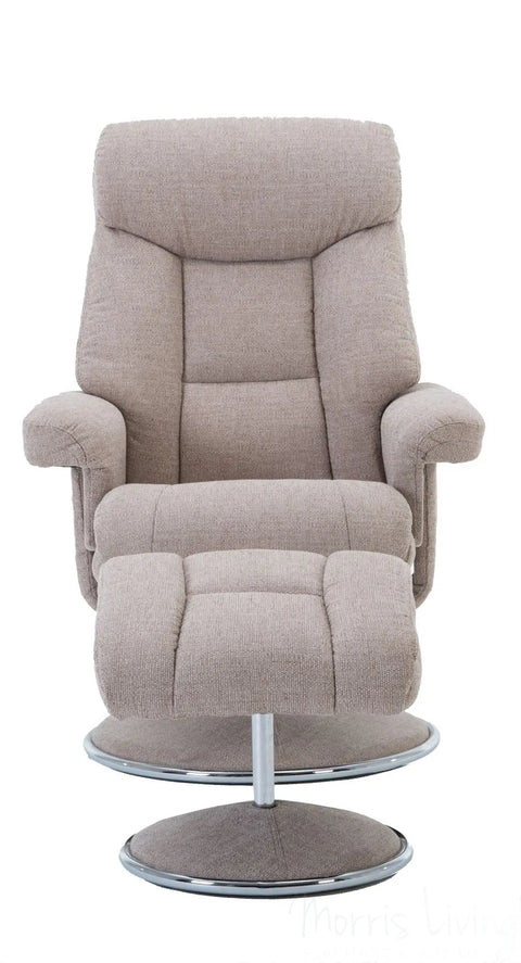Biarritz Soft Fabric Swivel Recliner Chair & Matching Footstool In Lisbon Wheat GFA - image 6