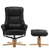 Cairo Swivel Recliner Chair & Footstool in Brown Plush Faux Leather - Refurbished Morris Living - thumbnail 6