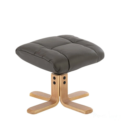 Cairo Swivel Recliner Chair & Footstool in Charcoal Plush Faux Leather - Clearance Morris Living
