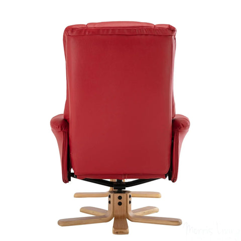 Cairo Swivel Recliner Chair & Footstool in Cherry Plush Faux Leather Morris Living - image 9