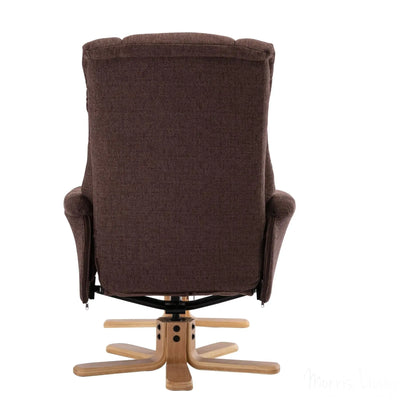 Cairo Swivel Recliner Chair & Footstool in Chocolate Lisbon Fabric - Clearance Sale Morris Living