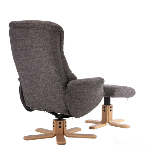 Cairo Swivel Recliner Chair & Footstool in Grey Lisbon Fabric Morris Living - image 6