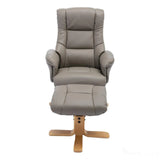 Cairo Swivel Recliner Chair & Footstool in Grey Plush Faux Leather Morris Living - thumbnail 3