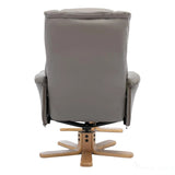 Cairo Swivel Recliner Chair & Footstool in Grey Plush Faux Leather Morris Living - thumbnail 9