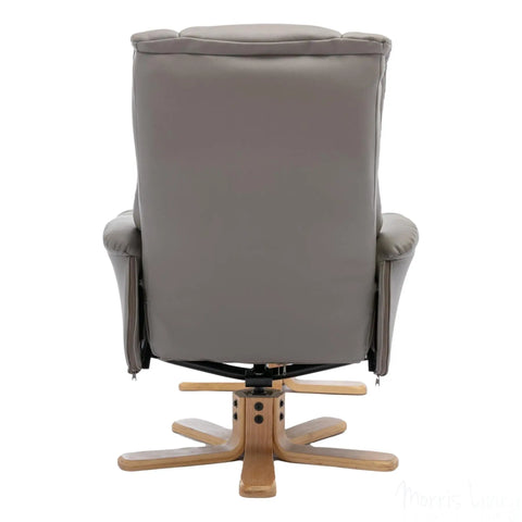 Cairo Swivel Recliner Chair & Footstool in Grey Plush Faux Leather Morris Living - image 9