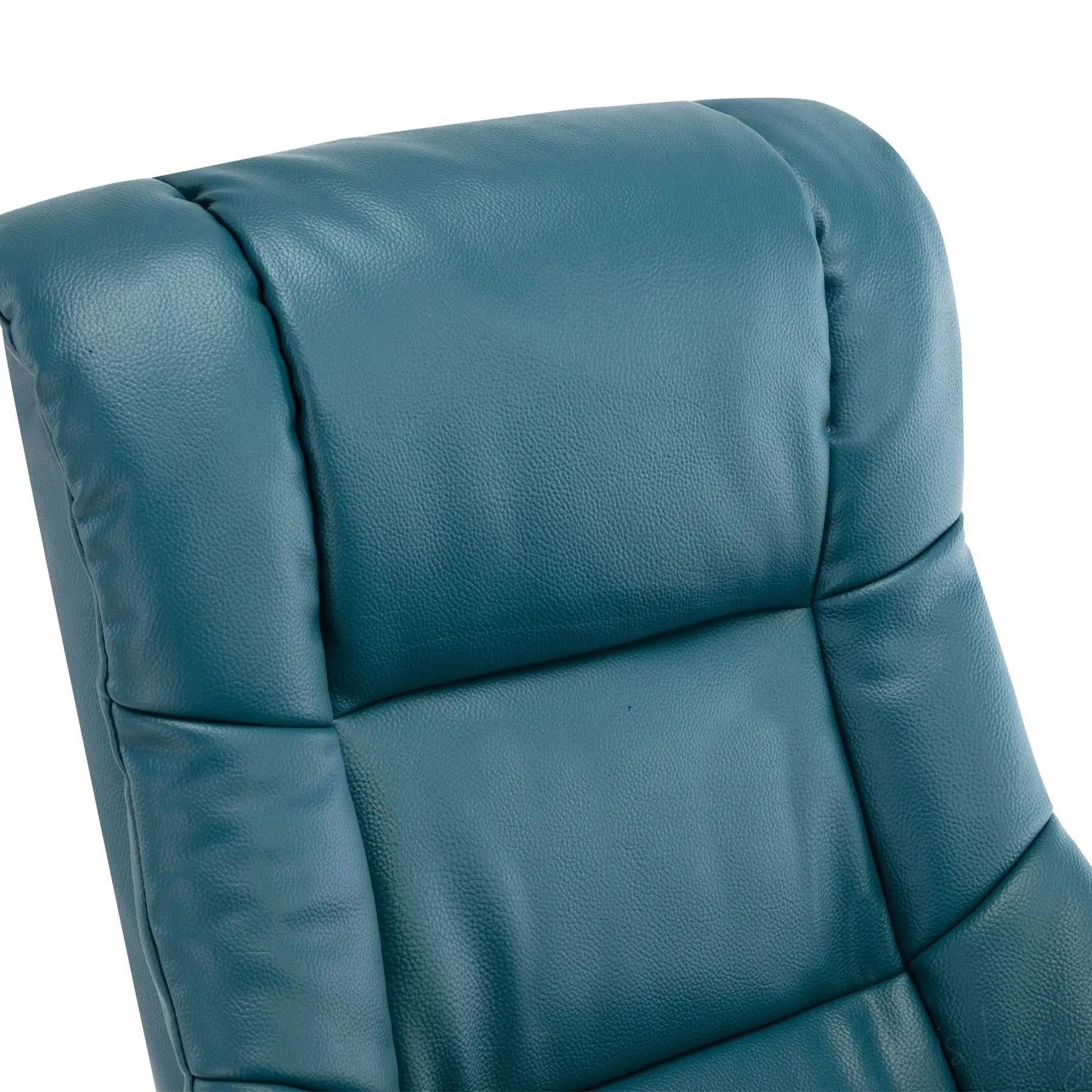 Cairo Swivel Recliner Chair & Footstool in Lagoon Plush Faux Leather Morris Living
