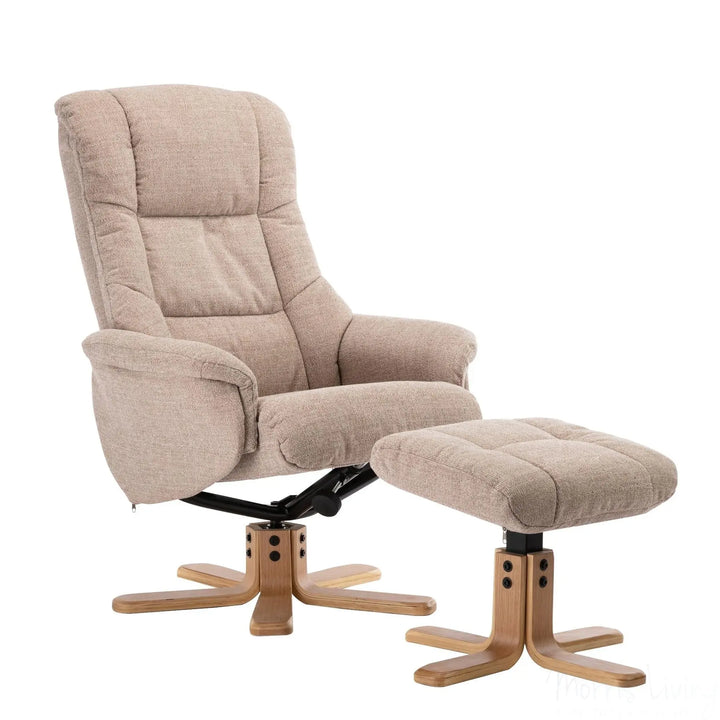 Cairo Swivel Recliner Chair & Footstool in Wheat Lisbon Fabric Morris Living - image 1