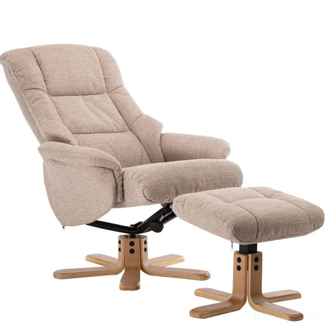 Cairo Swivel Recliner Chair & Footstool in Wheat Lisbon Fabric Morris Living - image 3