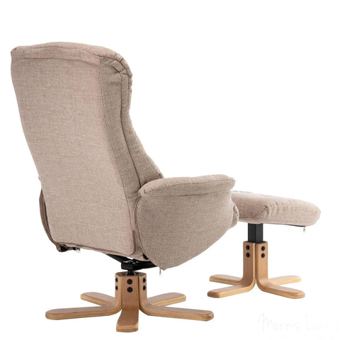 Cairo Swivel Recliner Chair & Footstool in Wheat Lisbon Fabric Morris Living - image 5