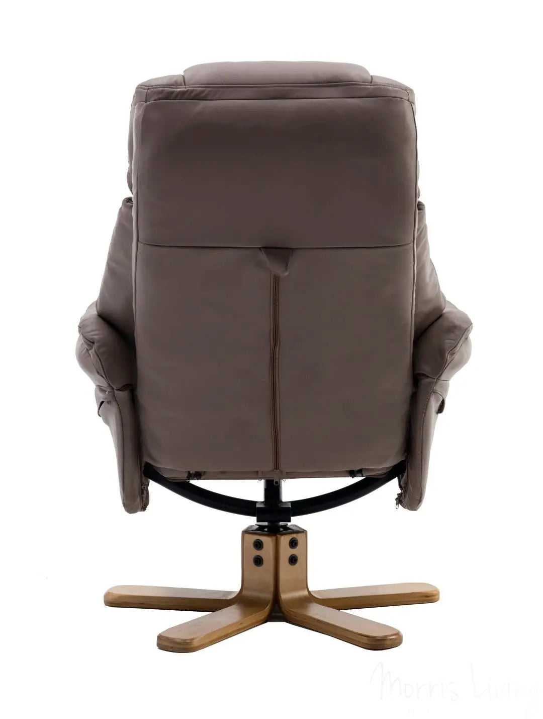 Dubai Faux Leather Brown Plush Swivel Recliner Chair With Matching Footstool GFA