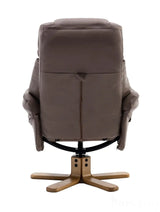 Dubai Faux Leather Brown Plush Swivel Recliner Chair With Matching Footstool GFA