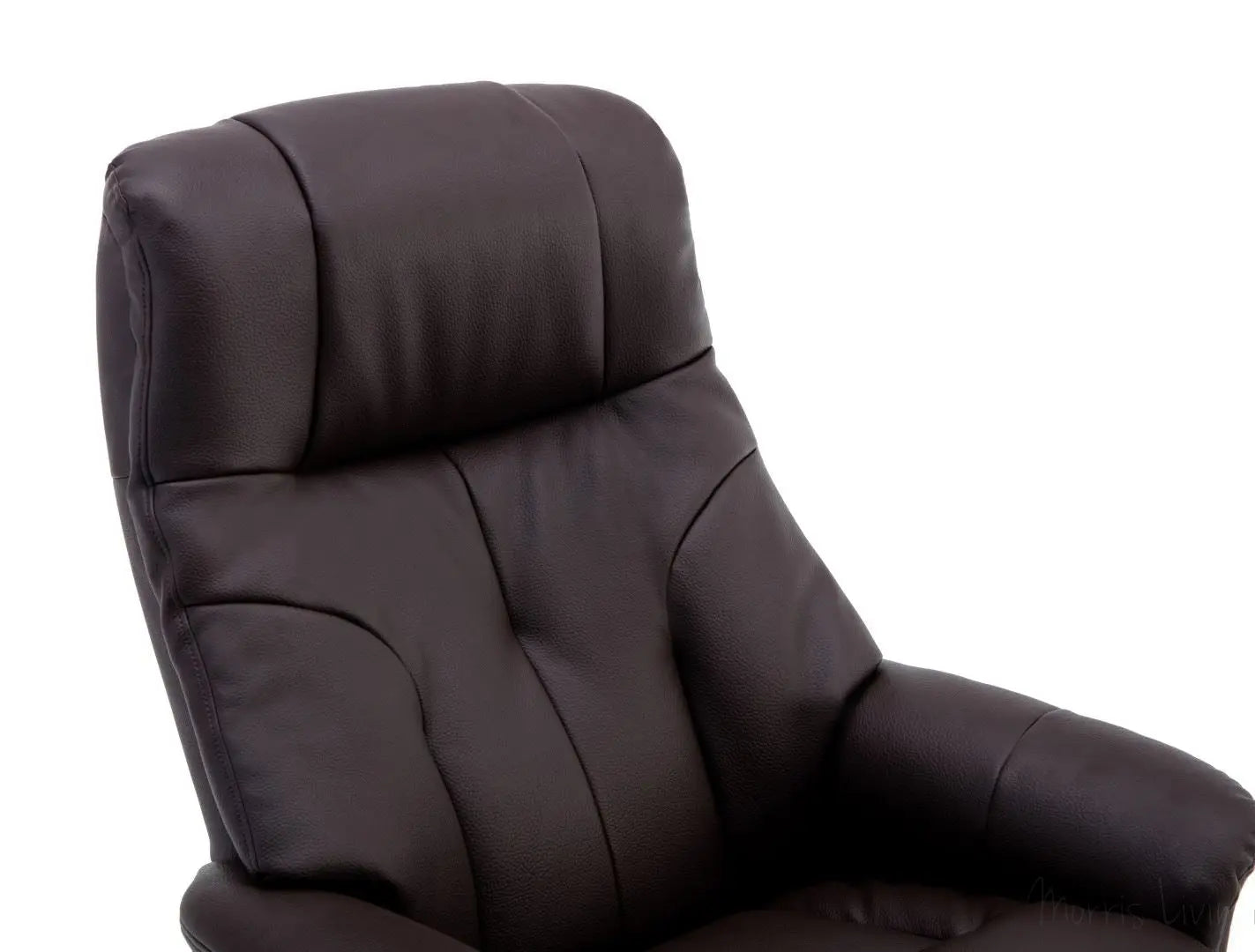 Dubai Faux Leather Brown Plush Swivel Recliner Chair With Matching Footstool GFA