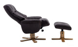 Dubai Faux Leather Brown Plush Swivel Recliner Chair With Matching Footstool GFA