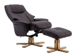 Dubai Faux Leather Brown Plush Swivel Recliner Chair With Matching Footstool GFA