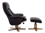 Dubai Faux Leather Brown Plush Swivel Recliner Chair With Matching Footstool GFA