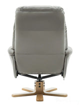 Dubai Faux Leather Grey Plush Swivel Recliner Chair With Matching Footstool GFA - thumbnail 3