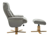 Dubai Faux Leather Grey Plush Swivel Recliner Chair With Matching Footstool GFA - thumbnail 4