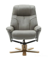 Dubai Faux Leather Grey Plush Swivel Recliner Chair With Matching Footstool GFA - thumbnail 10