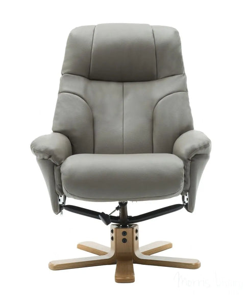 Dubai Faux Leather Grey Plush Swivel Recliner Chair With Matching Footstool GFA - image 10