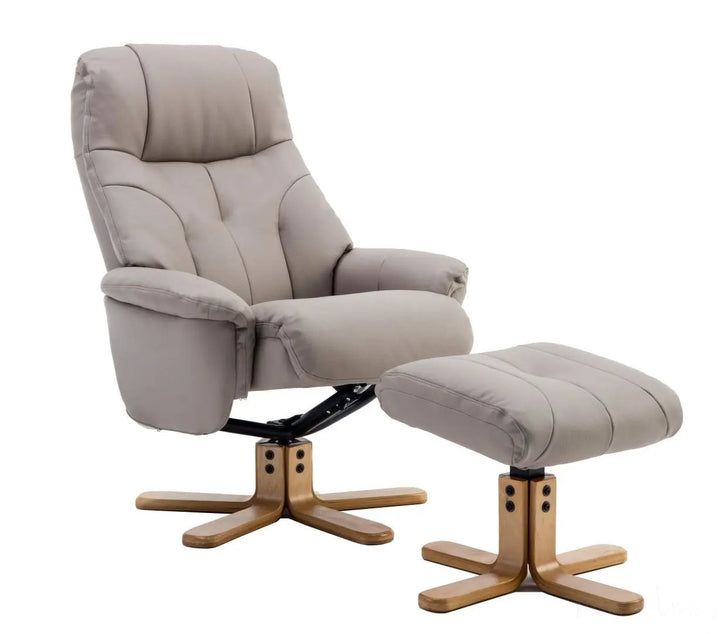 Dubai Faux Leather Pebble Plush Swivel Recliner Chair With Matching Footstool GFA - image 1