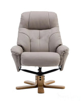 Dubai Faux Leather Pebble Plush Swivel Recliner Chair With Matching Footstool GFA - thumbnail 2