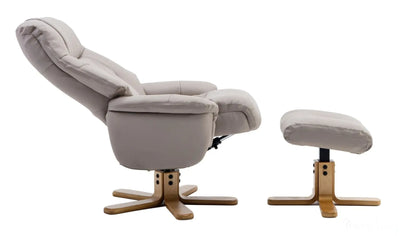Dubai Faux Leather Pebble Plush Swivel Recliner Chair With Matching Footstool GFA
