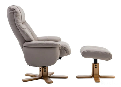 Dubai Faux Leather Pebble Plush Swivel Recliner Chair With Matching Footstool GFA - image 4