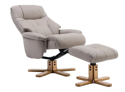Dubai Faux Leather Pebble Plush Swivel Recliner Chair With Matching Footstool GFA