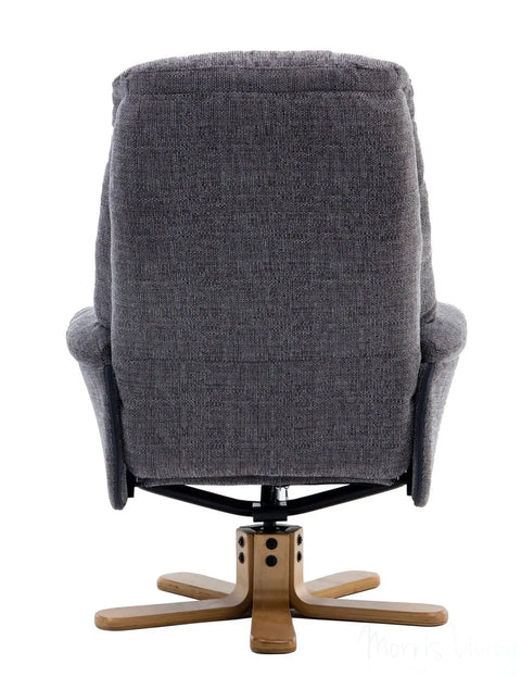 Dubai Lisbon Grey Fabric Swivel Recliner Chair With Matching Footstool GFA - image 3