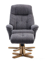 Dubai Lisbon Grey Fabric Swivel Recliner Chair With Matching Footstool GFA - thumbnail 6