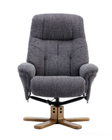Dubai Lisbon Grey Fabric Swivel Recliner Chair With Matching Footstool GFA - thumbnail 7