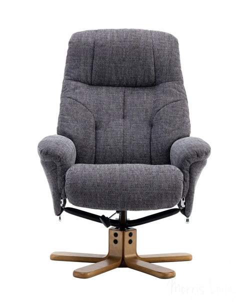 Dubai Lisbon Grey Fabric Swivel Recliner Chair With Matching Footstool GFA - image 7