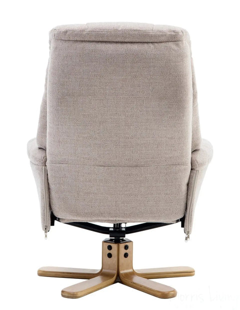 Dubai Lisbon Wheat Fabric Swivel Recliner Chair With Matching Footstool GFA - image 2