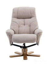 Dubai Lisbon Wheat Fabric Swivel Recliner Chair With Matching Footstool GFA - thumbnail 3